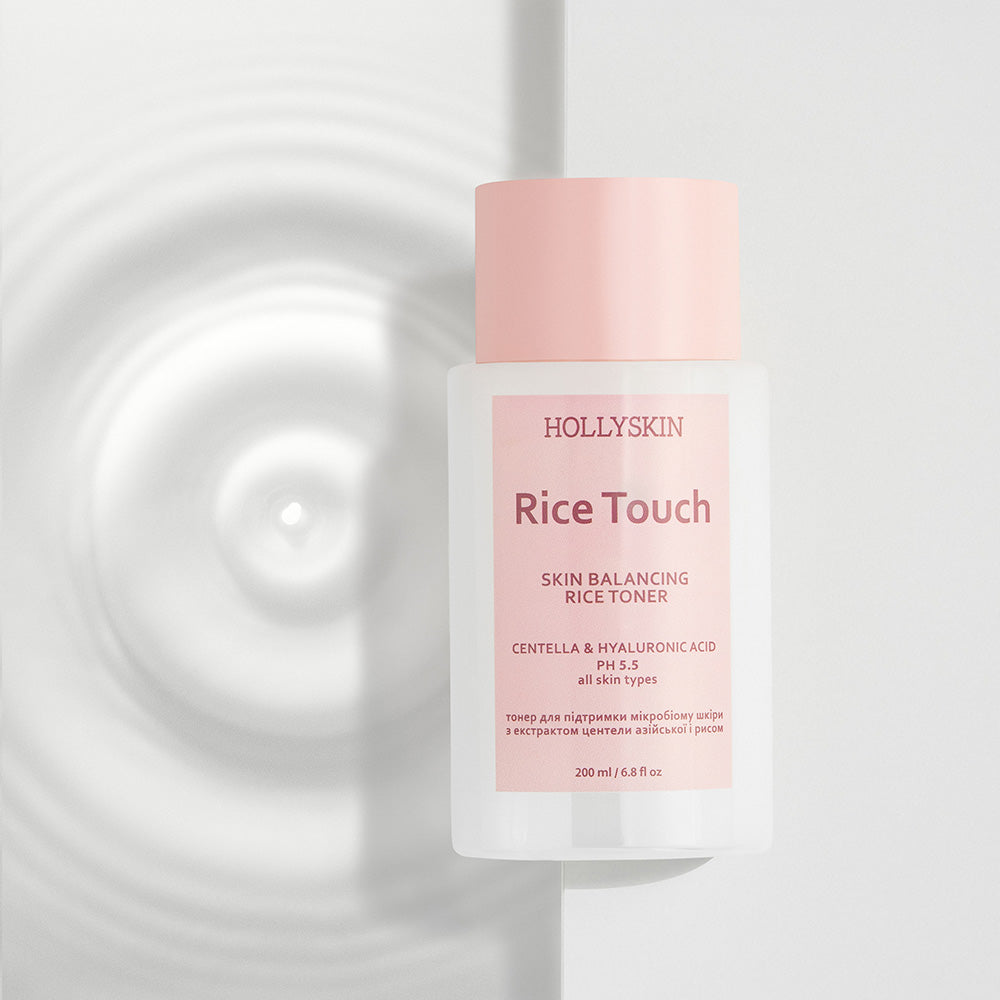 Тонер для підтримки мікробіому шкіри HOLLYSKIN Rice Touch з екстрактом центели азійської і рисом