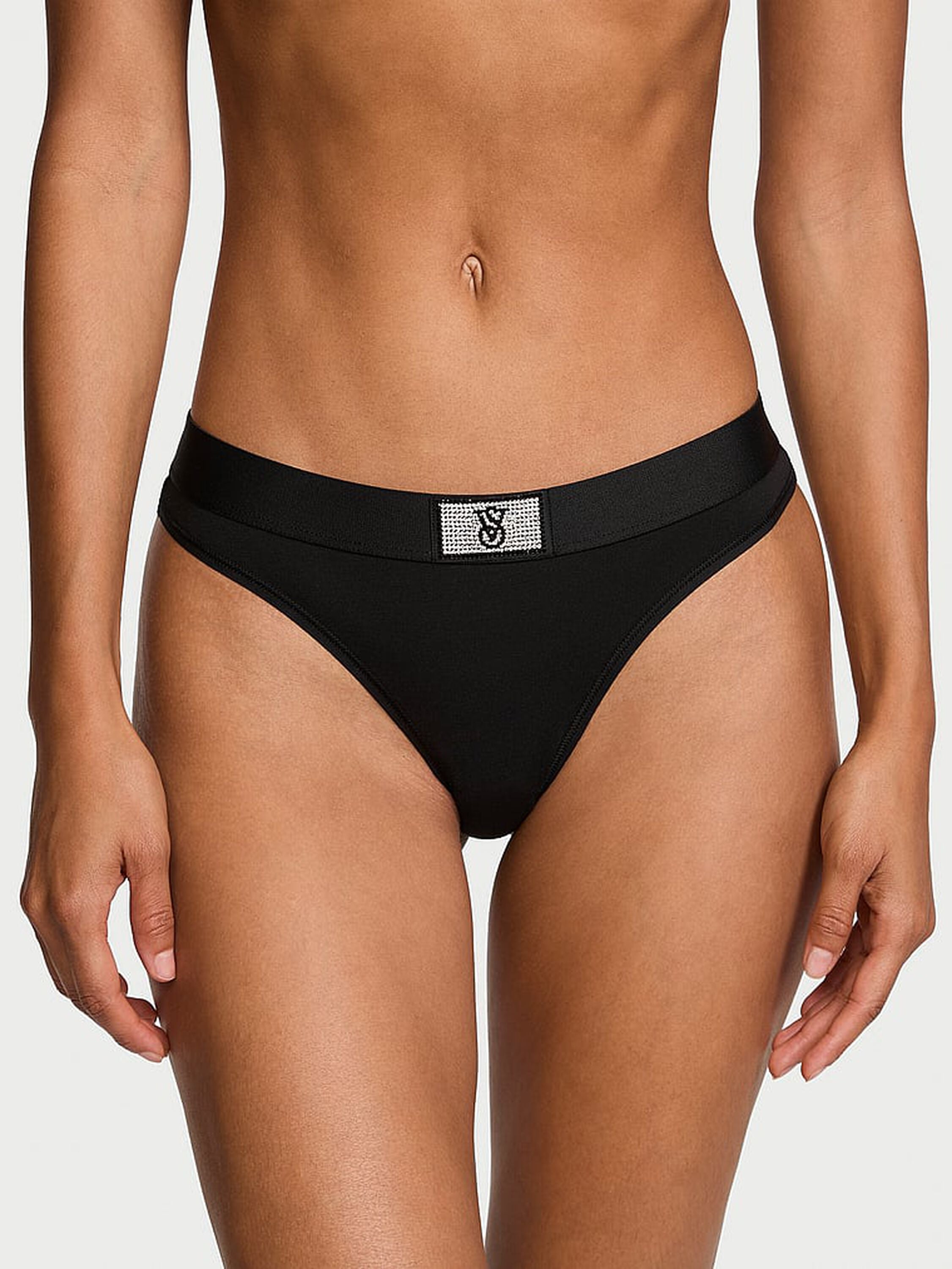 Трусики стрінги Pink Victoria's Secret Logo Cotton Shine Patch Thong Panty