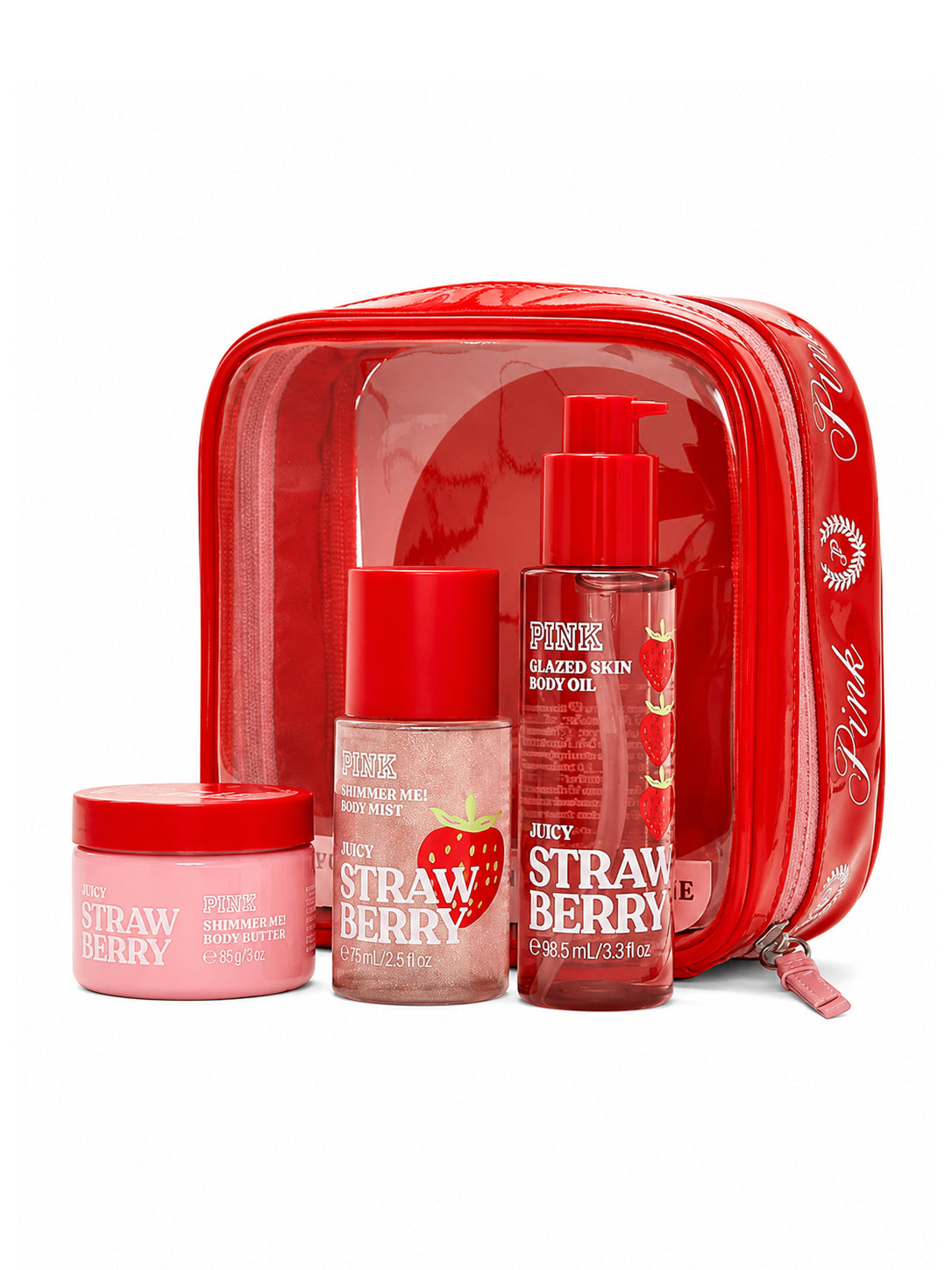 Подарунковий набір PINK Juicy Strawberry Let's Glow Away Shimmer Travel Set Victoria's Secret