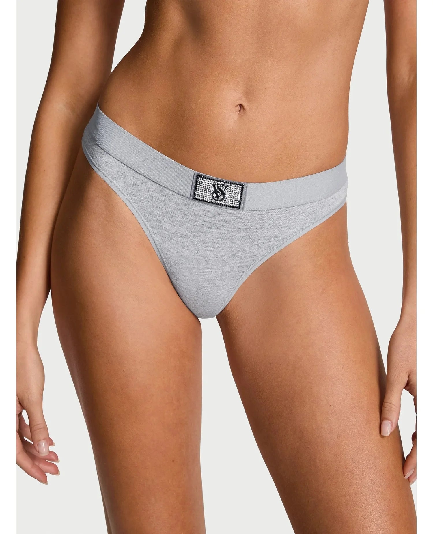 Трусики стрінги Pink Victoria's Secret Logo Cotton Shine Patch Thong Panty