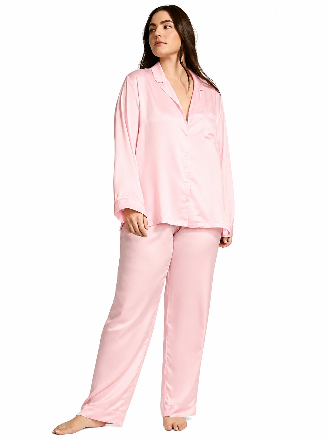 Піжама Victoria's Secret Glazed Satin Shine Long Pajama Set Pink