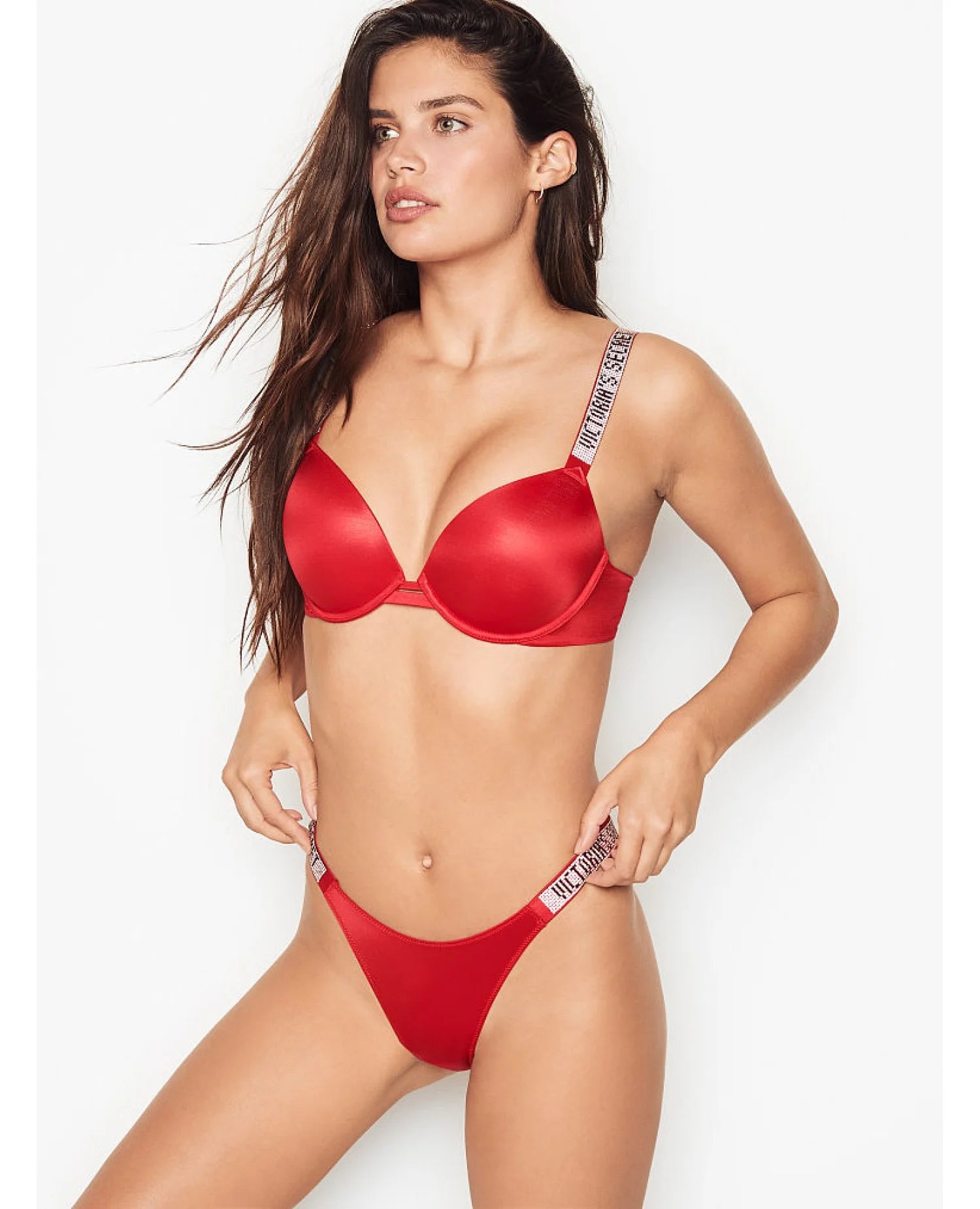 Трусики зі Стразами Victoria’s Secret Very Sexy Crystal Logo Shine Strap Thong Panty Lipstick
