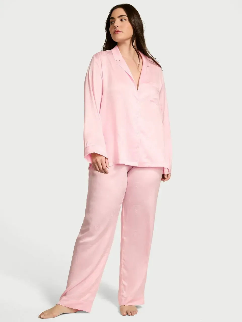 Піжама Victoria's Secret Glazed Satin Shine Long Pajama Set Pink