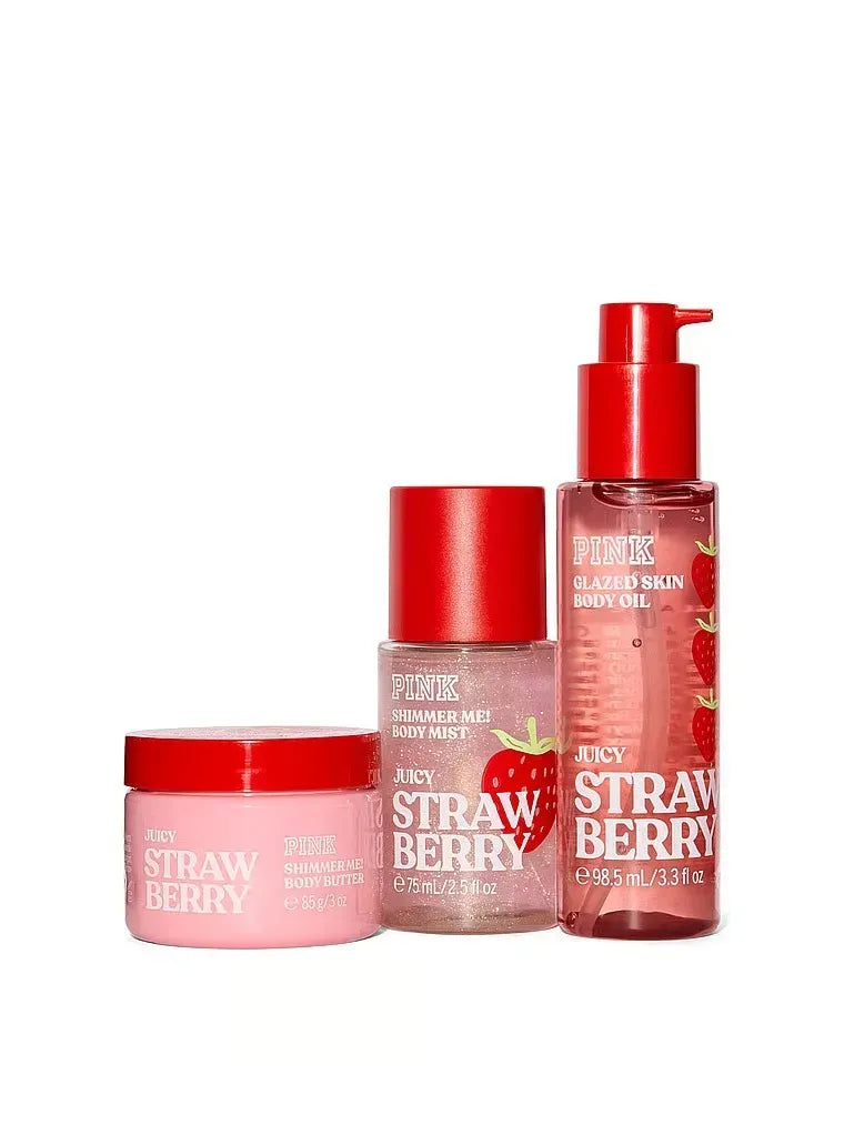 Подарунковий набір PINK Juicy Strawberry Let's Glow Away Shimmer Travel Set Victoria's Secret