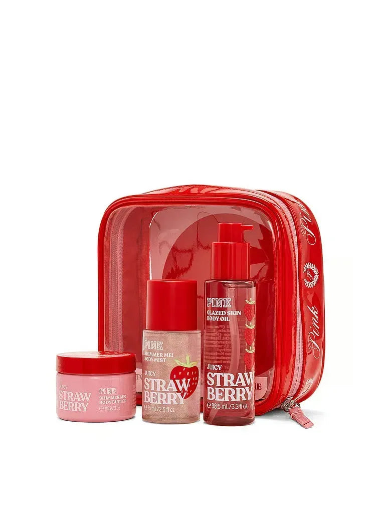 Подарунковий набір PINK Juicy Strawberry Let's Glow Away Shimmer Travel Set Victoria's Secret