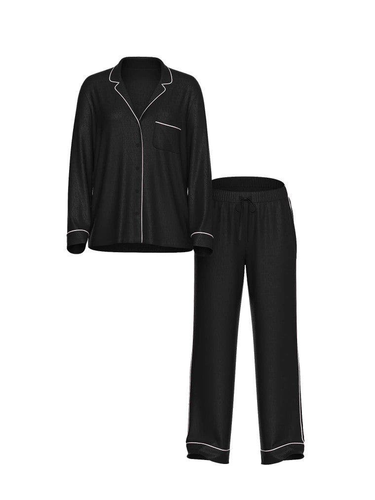 Піжама Victoria's Secret Satin Long Pajama Set Black