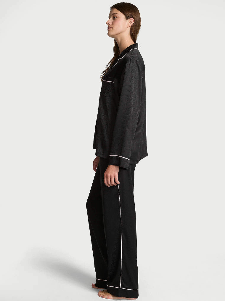 Піжама Victoria's Secret Satin Long Pajama Set Black
